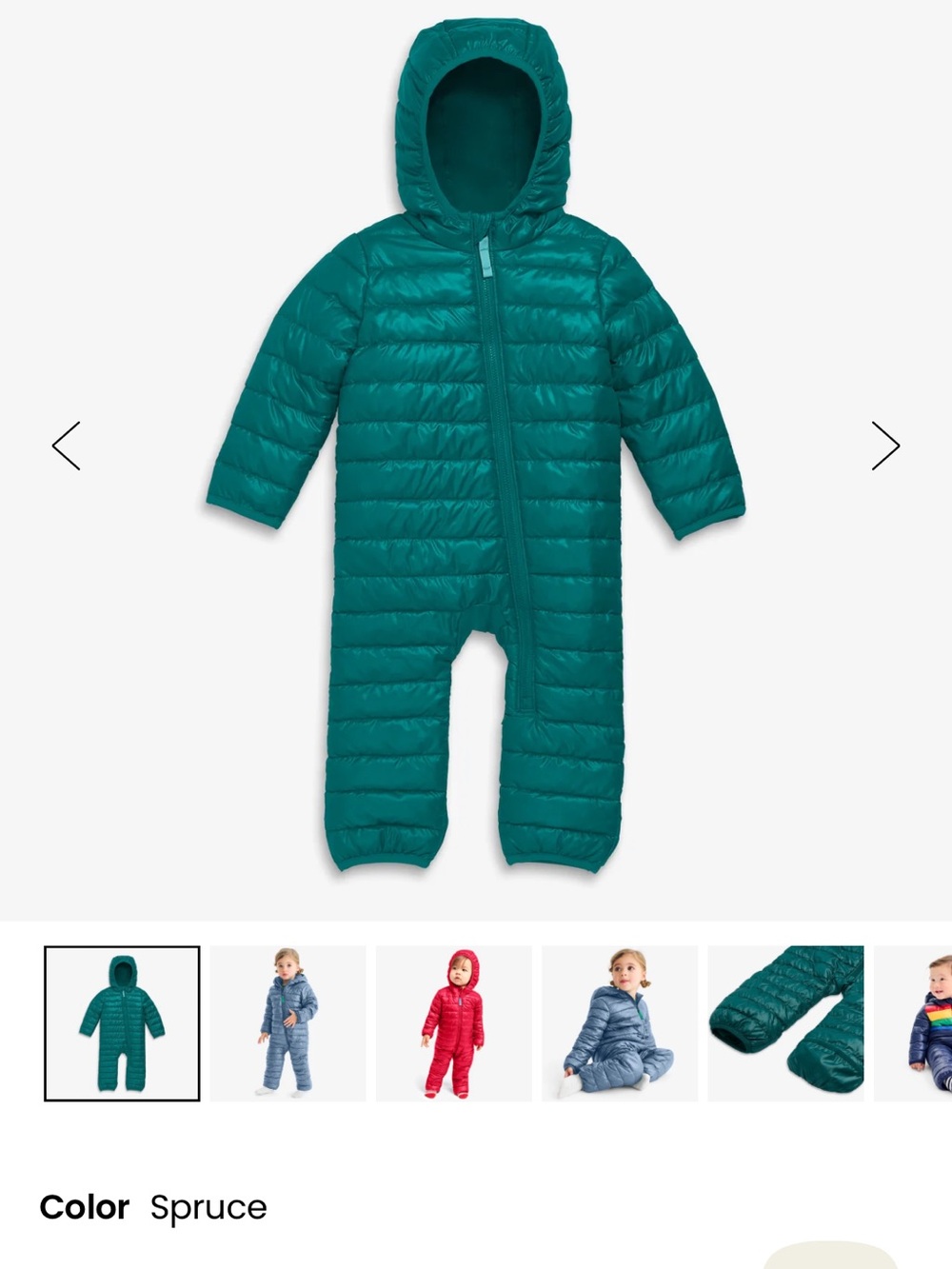 Primary Baby Lightweight Puffer Suit size 12-18month, color Spruce